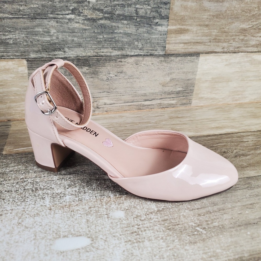 Steve Madden Prettyy Kids Sandal Sz 13 M Blush Patent Leather Buckle Ankle Strap